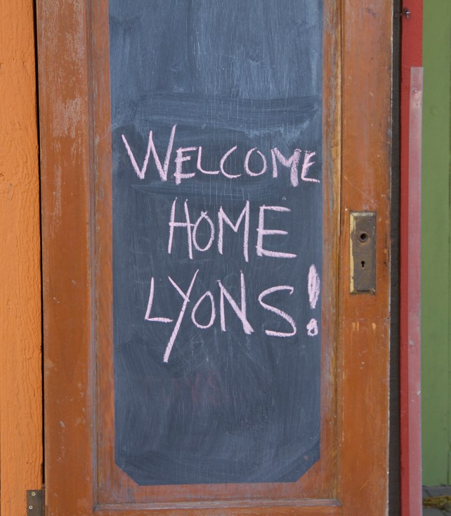 This sign was outside the Chamber of Commerce. There was another that read, "Thank You Natl G" in the window.